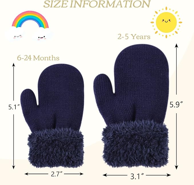 PESAAT Baby Girl Mittens Fleece Toddler Boy Mittens Warm Kids Winter Gloves Unisex Cold Weather Baby Gloves-BubblyBeeBaby
