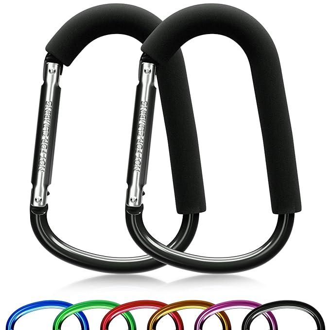 sprookber 6.7 Inch Large Stroller Hooks for Diaper Bags & Purses, Heavy Duty Mommy Hooks for Shopping, Grocery, Backpack – Baby Stroller Accessories, Set of 2 (Black)-BubblyBeeBaby
