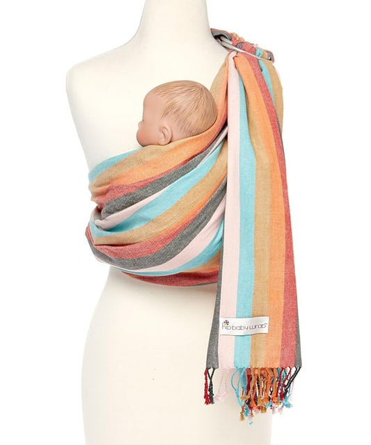 Hip Baby Wrap Ring Sling Baby Carrier for Infants and Toddlers - Beautiful, 100% Soft Cotton Baby Wraps Carrier for Babies 8-35 lbs - Perfect Baby Shower Gifts Moms and Dads - Nursing Cover (Sunset)-BubblyBeeBaby