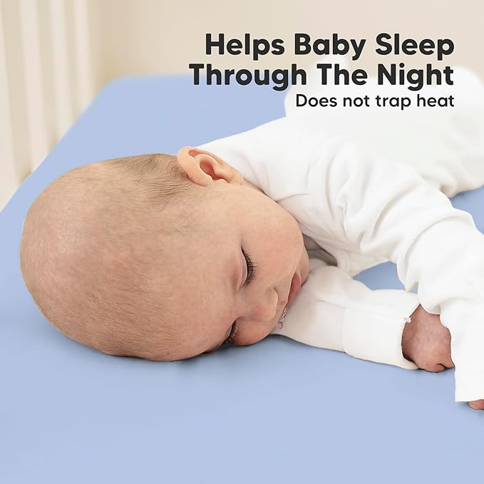 KeaBabies 2-Pack Organic Crib Sheets for Boys, Girls - 52x28 Fitted Crib Mattress Sheet Neutral, Breathable Jersey Cotton Cover for Baby Bed, Toddler Mattress, Soft & Cute Prints (Blue Flax)-BubblyBeeBaby