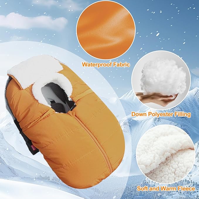 Fairy Baby Winter Car Seat Cover for Babies Carseat– Waterproof, Warm Car Seat Cover Baby – Universal Winter Cover for Back Seat, Infant Car Seat Cover (Brown)-BubblyBeeBaby
