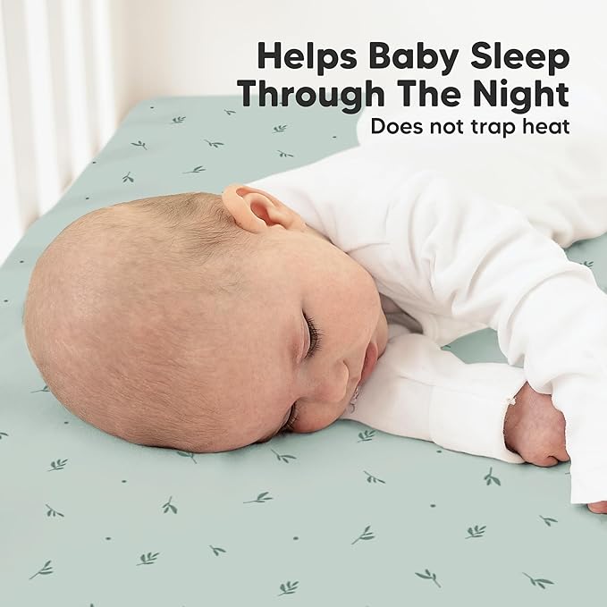 KeaBabies 2-Pack Organic Crib Sheets for Boys, Girls - 52x28 Fitted Crib Mattress Sheet Neutral, Breathable Jersey Cotton Cover for Baby Bed, Toddler Mattress, Soft & Cute Prints (Bunnies)-BubblyBeeBaby