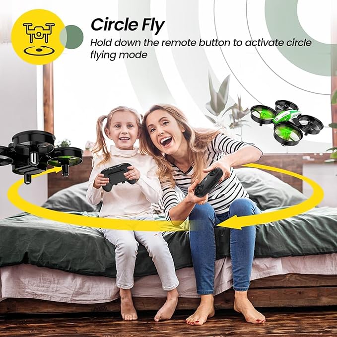 Holy Stone Mini Drone for Kids and Beginners, Indoor Outdoor Quadcopter Plane for Boys Girls with Auto Hover, 3D Flips, 3 Batteries, Headless Mode, Great Gift Toy for Boys and Girls, HS210 Green-BubblyBeeBaby