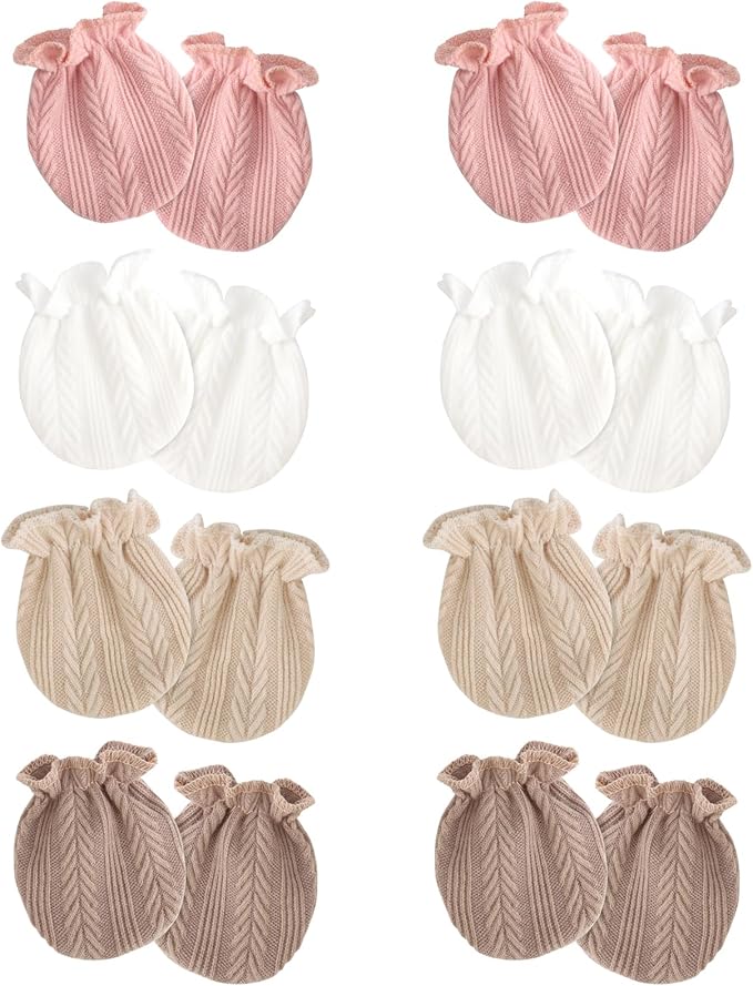 BQUBO Newborn Infant Toddler Mittens No Scratch Cotton Elastic Wrist Gloves Hypoallergenic for 0-6 Months Baby Boys Girls-BubblyBeeBaby