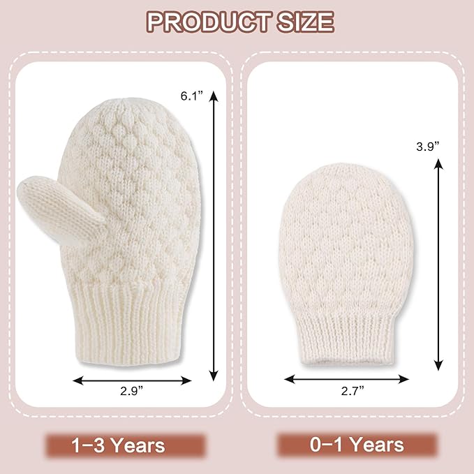 Baby Knit Mittens Toddler Boys Girls Gloves Winter Infant Newborn No Scratch Mitten 0-3 Years-BubblyBeeBaby
