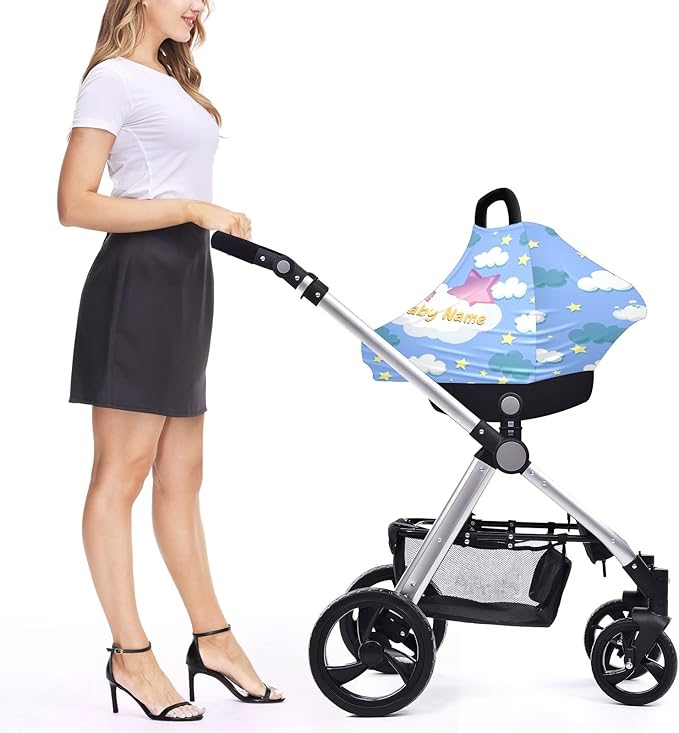 Baby Car Seat Stroller Cover Nursing Cover New Mom Breastfeeding Scarf Soft Stretchy Infant Carrier Cover Car Canopy Coverage-BubblyBeeBaby