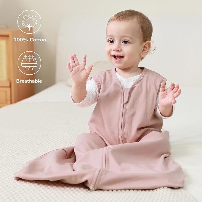 JELLYMONI Baby Sleep Sack 0-6 Months 100% Cotton Wearable Blanket, 0.5 TOG Soft Lightweight Toddler Sleeping Sack 3 Pack 2-Way Zipper Newborn Sleep Sacks-BubblyBeeBaby