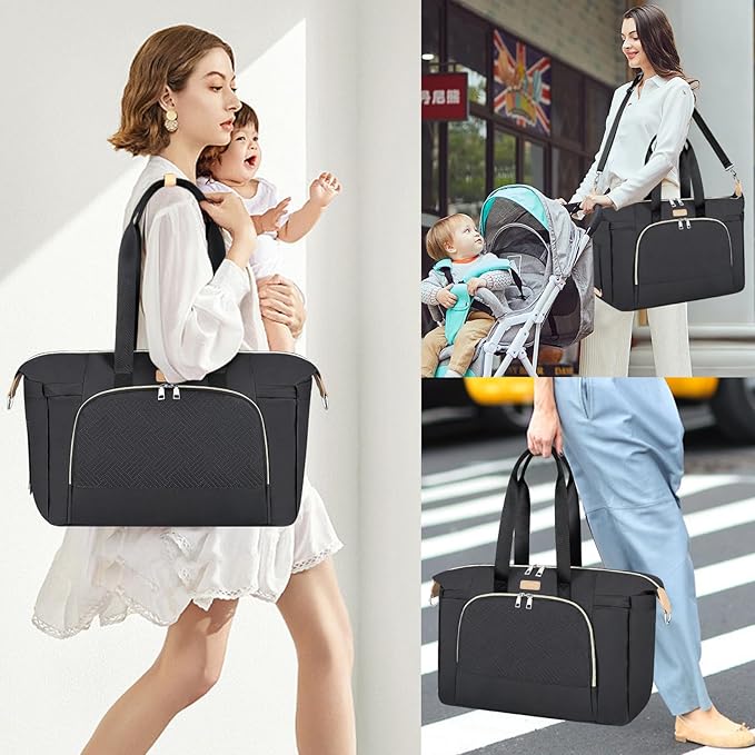 ITIEZY Diaper Bag Tote for Baby - Large Mommy Bag with Portable Changing Pad Pacifier Case, Hospital Bags Travel Baby Bag-BubblyBeeBaby