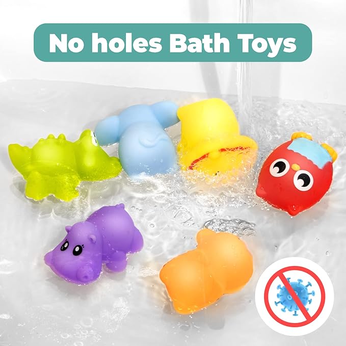 Hely Cancy Infant Bath Toys for 18 Months - No Hole Animal Bathtub Toys, Baby Bath Tub Toys-BubblyBeeBaby