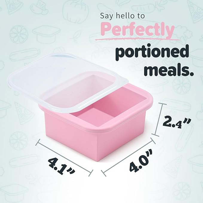 2-Cup Silicone Freezer Trays with Lids – Perfect for Meal Prep, Portion Control, and Easy Freezing-Meal Prep Container Molds for Soup,Leftovers (Cotton Candy, 2 Pack)-BubblyBeeBaby