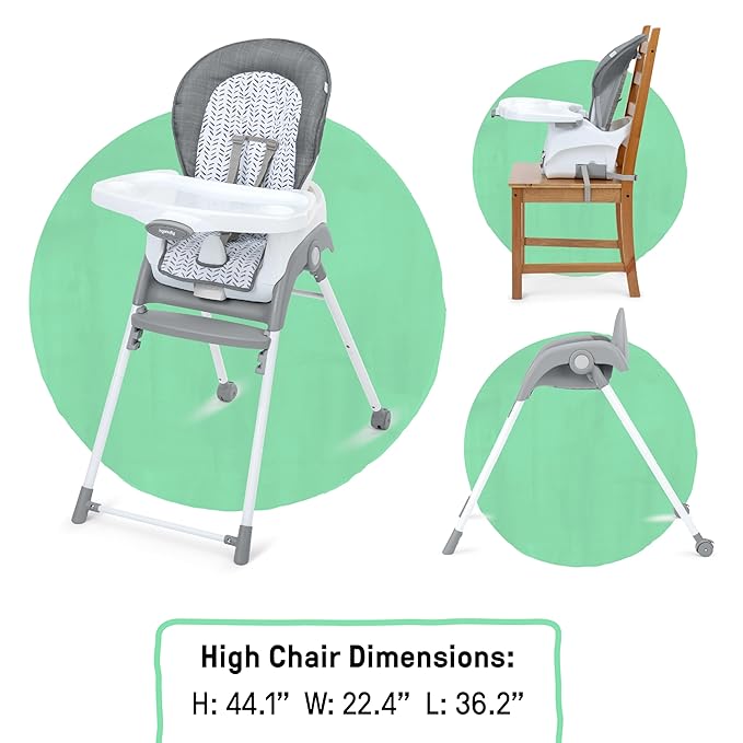 Ingenuity Trio Foldaway 6-in-1 Baby High Chair, 6 Ways to Use, Toddler Chair, Foldable Legs, 6M-5Y - Endless Blooms-BubblyBeeBaby