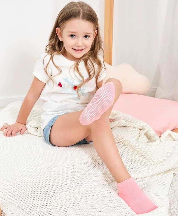 Zaples Baby Non Slip Grip Ankle Socks with Non Skid Soles for Infants Toddlers Kids Boys Girls-BubblyBeeBaby
