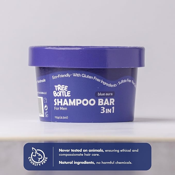 Tree Bottle Argan Oil + Bamboo Extract 3-in-1 Shampoo Bar for Men - For Hair, Beard & Body - Deep Clean, Nourishing & Frizz Control - Natural, Paraben & Sulfate-Free - Made in USA - 4.5oz-BubblyBeeBaby