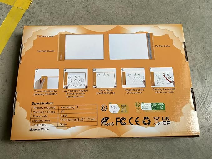 IMAGE Light Up Tracing Pad Orange Drawing Tablet Coloring Board for Kids Children Toy Gift for Girls Boy (Includes 10 Traceable Sheets and Two Clips)-BubblyBeeBaby