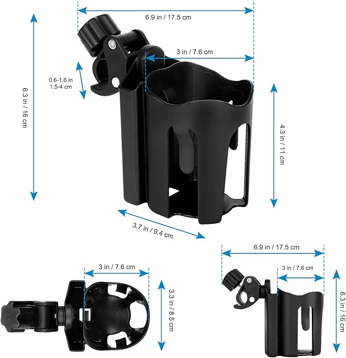Accmor Stroller Cup Holder with Phone Holder, Universal Cup Holder, Bike Cup Holder, 360° Rotatable Large Caliber Drinks Holder for Stroller, Bike, Wheelchair, Walker-BubblyBeeBaby