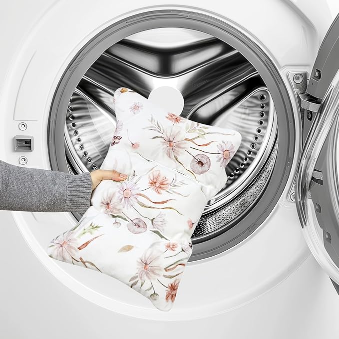 Infant Car Seat Insert and Strap Covers, Very Soft Car Seat Head Support Baby Girl Boy, Reversible Newborn Carseat Insert Cushion Fits for Stroller, Baby Swing, Bouncer (White Flower)-BubblyBeeBaby