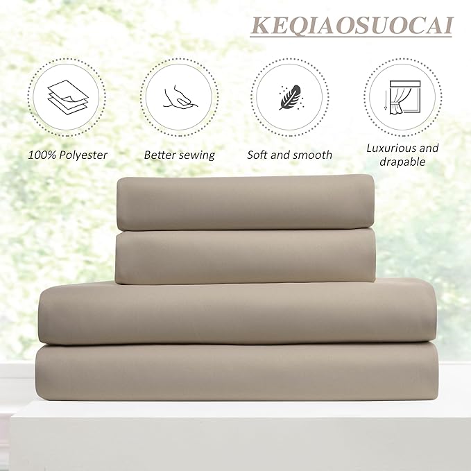 KEQIAOSUOCAI Pinch Pleated Window Curtain Panels 84 Inches Long Light Blocking Solid Ceiling Floor Pleated Curtains Hooks Track Privacy Memory Shape Drape for Living Room,Khaki,40x84, Set of 2-BubblyBeeBaby