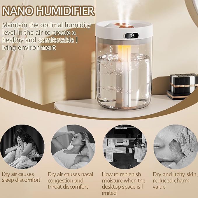 Humidifiers for Bedroom,Cool Mist Humidifiers Room Humidifier Colorful Breathing Light Silent Humidifier USB personal desktop humidifier, for baby bedroom travel office home-BubblyBeeBaby