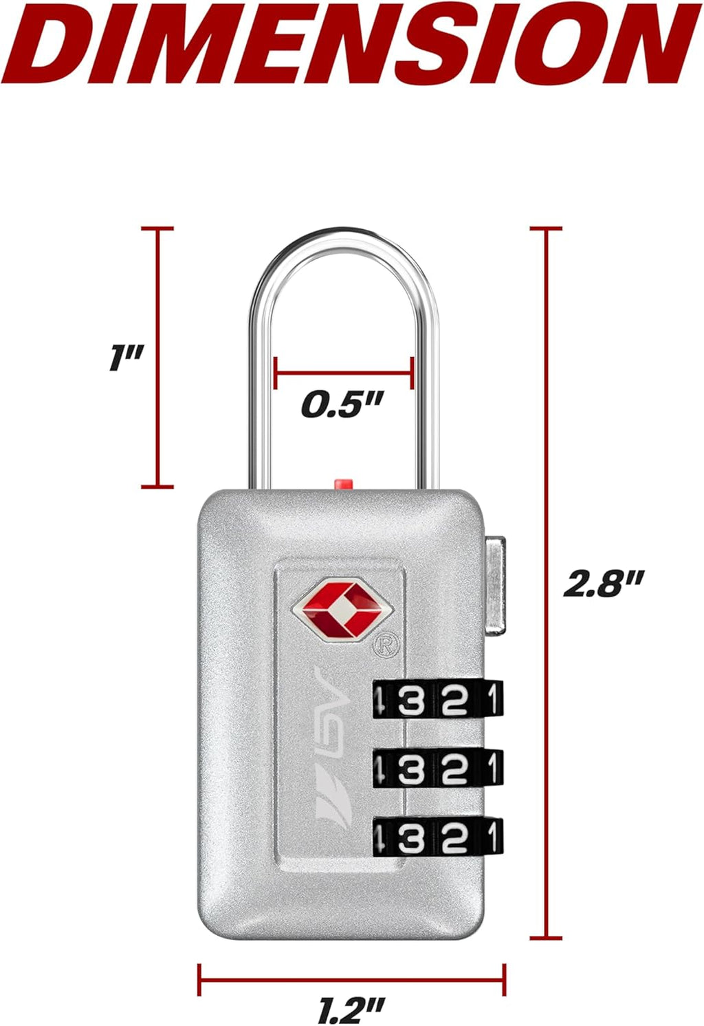 BV TSA Accepted Luggage Travel Lock, Set-Your-Own Combination Lock for School Gym Locker, Luggage Suitcase Baggage Locks, Filing Cabinets, Toolbox, Case (Silver, 2 Pack)