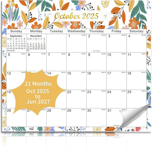 2025-2027 Magnetic Fridge Calendar 21 Monthly Magnetic Calendar for Refrigerator Planner Runs from October 2025 Until June 2027 Easy Organizing Markers Tearable (Flower)-BubblyBeeBaby