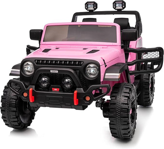 2 Seater Ride on Toy Car for Kids, 24V 4WD Ride-on Truck Kids Electric Car with Remote Control, 4x200W Motors - Light Pink-BubblyBeeBaby