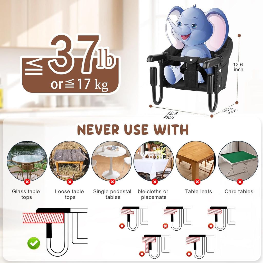 Hook-On High Chair for Babies Toddlers (6-36 Months),Portable High Chair for Chairs at Table, Attach to Fast Table Chairs,Foldable Storage Feeding Seat for Home and Travel,Bumbo Seat Clip On HighChair