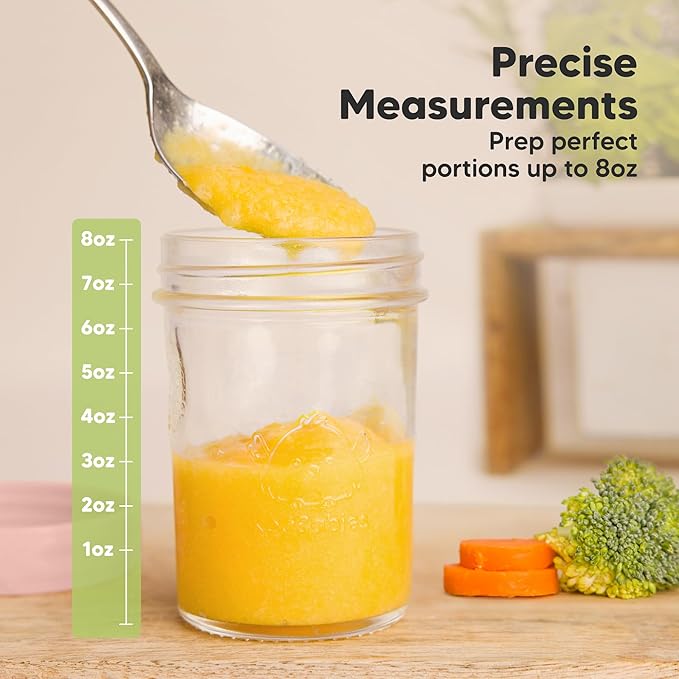 KeaBabies 4pk 8oz Glass Baby Food Containers with Lids - Leak-Proof, Microwavable Small Glass Jars, Baby Purees & Toddler Snack Storage Containers, BPA-Free, Dishwasher & Freezer Safe (Roseate)-BubblyBeeBaby