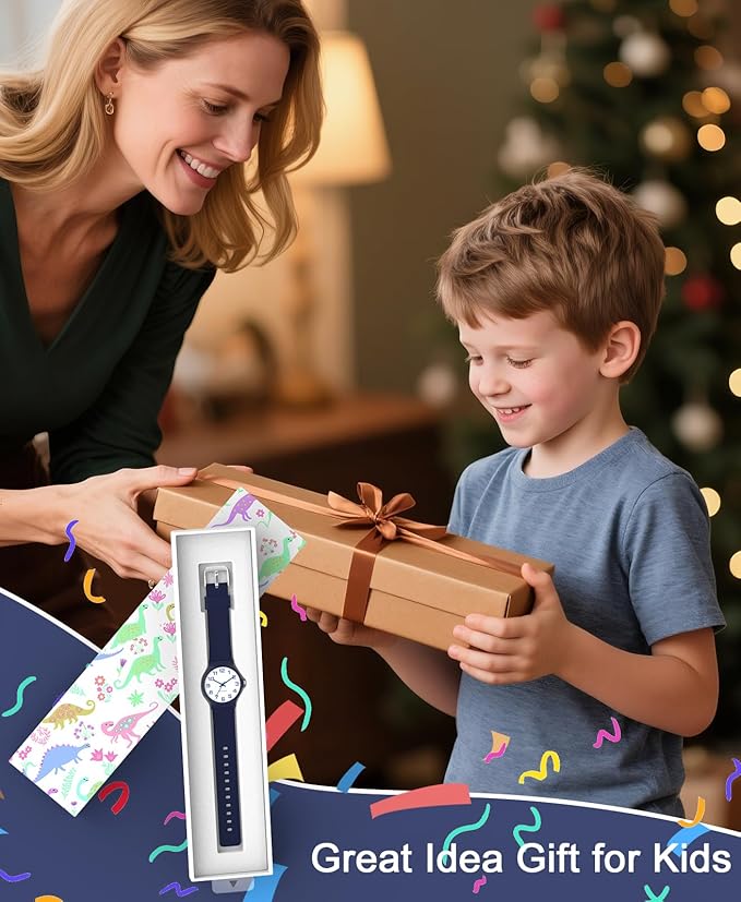 Kids Analog Watch Boys Girls, 30M Waterproof, Sports Watch for Boys, Easy to Read Children's Thin Dial Wrist Watches with Soft Band, for Ages 5-15 Kids Great Birthday Gifts Christmas Day-BubblyBeeBaby