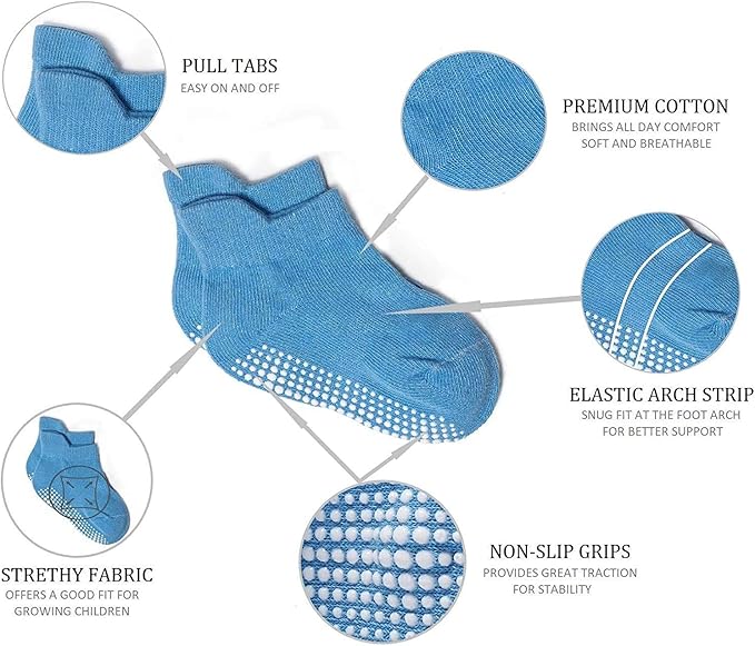 Zaples Baby Non Slip Grip Ankle Socks with Non Skid Soles for Infants Toddlers Kids Boys Girls-BubblyBeeBaby