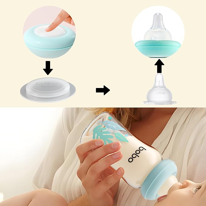 YOHKOH Glass Breast Milk Storage Bottles - 100% Leak-Proof, BPA-Free Breastmilk Storage Containers, Freezer & Dishwasher Safe, Ideal for Nursing Mothers (Blue, 5.4oz (Pack of 4))-BubblyBeeBaby