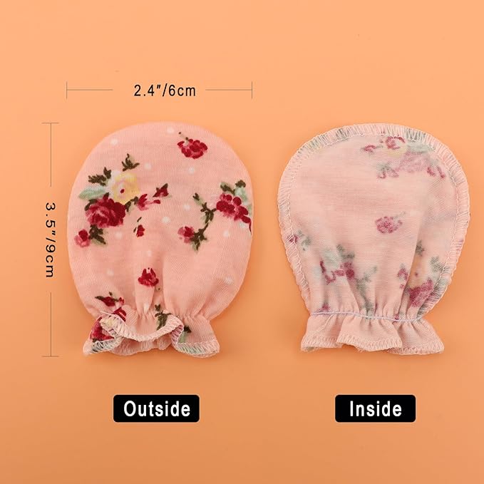 BQUBO Newborn Infant Toddler Mittens No Scratch Cotton Elastic Wrist Gloves Hypoallergenic for 0-6 Months Baby Boys Girls-BubblyBeeBaby