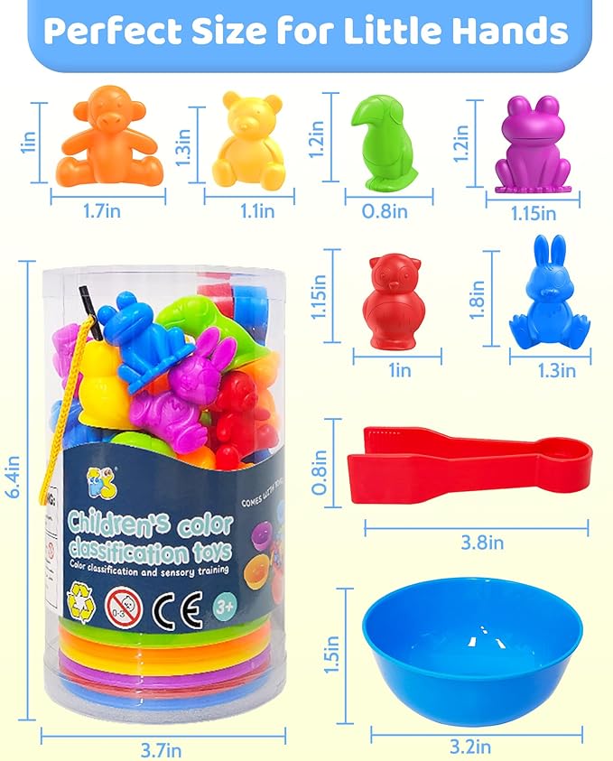 Counting Animals Montessori Toys for 3 4 5 Years Old Boys Girls, Preschool Learning Activities Kindergarten Educational Sensory Toys Gifts for Kids Toddlers Ages 3-5, 4-8-BubblyBeeBaby