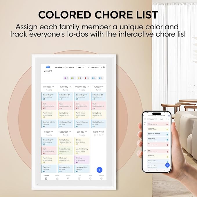 15.6 Inch Smart Digital Calendar, Wall Electronic Calendar, 1920 * 1080 IPS Full HD Touch Screen Display for Family Meal Planner Support - Streamline Household Organization-BubblyBeeBaby