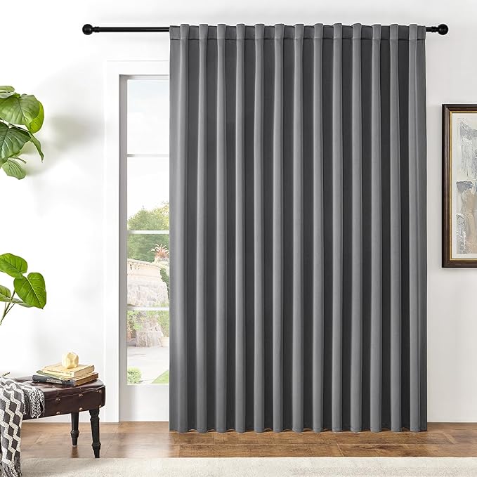 Joydeco Custom Blackout Curtains for Bedroom, 1 Panel Room Darkening Curtains & Drapes for Living Room Window Rod Pocket Back Tab (Custom Size,Light Grey)-BubblyBeeBaby