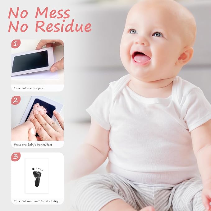 Inkless Baby Hand and Footprint Kit,Clean Touch Ink Pad for Baby Footprint Kit,No Mess Dog Paw Print Kit,DIY Footprint Ink for Baby Keepsake Gifts for Boys and Girls-BubblyBeeBaby
