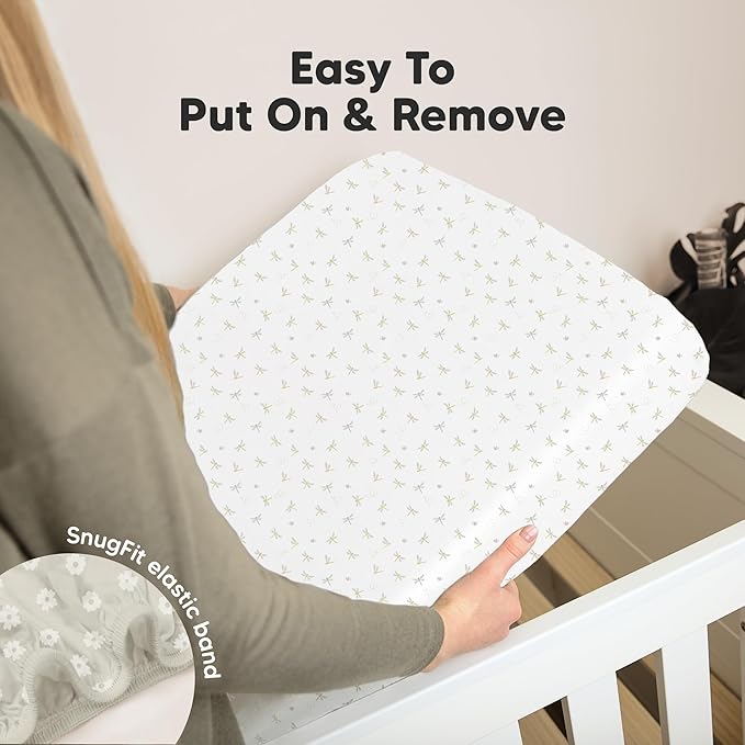 KeaBabies 2-Pack Organic Crib Sheets for Boys, Girls - 52x28 Fitted Crib Mattress Sheet Neutral, Breathable Jersey Cotton Cover for Baby Bed, Toddler Mattress, Soft & Cute Prints (Meadow)-BubblyBeeBaby