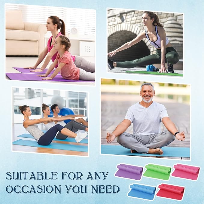 10 Pack Yoga Mats Bulk, 68'' x 24'' x 4mm Thick Yoga Mats for Kids and Adult Gym Mats Bundle Latex Free Exercise Mats with Non Slip Texture for Outdoor Yoga, Pilates or Workout-BubblyBeeBaby