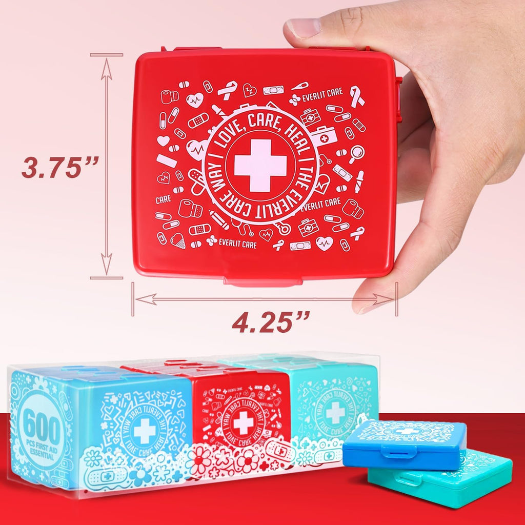 EVERLIT Pocket-Aid Mini First Aid Kit | Compact, Portable Hard-Shell Cases of 50 Items | Cuts, Scrapes, Wound Care Essentials for Travel, Outdoor, School, Camping, Home, Office (24 Packs | 1200 Pcs)