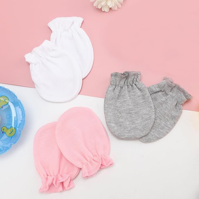 BQUBO Newborn Infant Toddler Mittens No Scratch Cotton Elastic Wrist Gloves Hypoallergenic for 0-6 Months Baby Boys Girls-BubblyBeeBaby