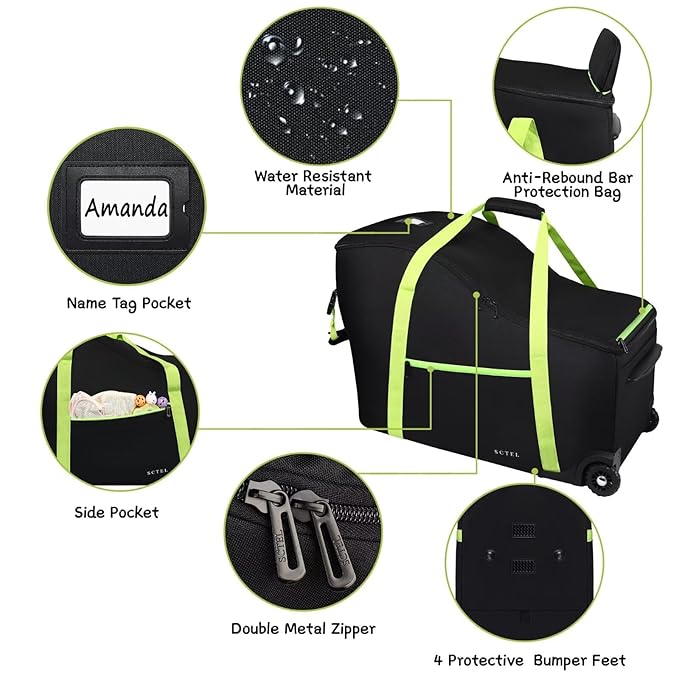 Baby Car Seat Travel Bag Fit Chicco Keyfit 35 and Anti-rebound Bar Base, Doona Car Seat Stroller and Base, Nuna Pipa Travel Bag, Infant Car Seat Bags for Air Travel, Doona Travel Bag-BubblyBeeBaby