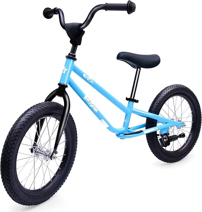 16 Inch Kids Balance Bike for 5-8 Year Old, BMX Kids Bike with No Pedals, Air Rubber Tires, Footrests, Adjustable Height for Big Kids, Boys, Girls-BubblyBeeBaby