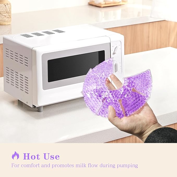 Hot/Cold Breast Gel Bead Ice Packs Breast Cooling/Heat Pads Relief for Breastfeeding, Nursing Pain, Mastitis, Engorgement, Swelling, Plugged Ducts | Boost Milk Let-Down & Production,2 Pack (Purple)-BubblyBeeBaby