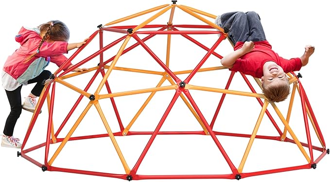 JAXPETY Climbing Dome, 7FT Outdoor Jungle Gym for Kids Ages 4-8, Toddler Monkey Bars for Backyard, Doorway Playground Climbing Structures for Toddler Climbing, Montessori Climbing Set for Dome Climber-BubblyBeeBaby