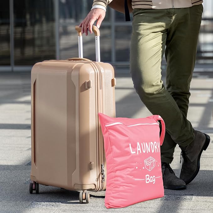 2 Pcs Large Travel Laundry Bag - Waterproof Wet Dry Washable for Dirty Clothes, Bathing Suit, Workout, Gym, Swimming, Yoga (Pink+Grey)-BubblyBeeBaby