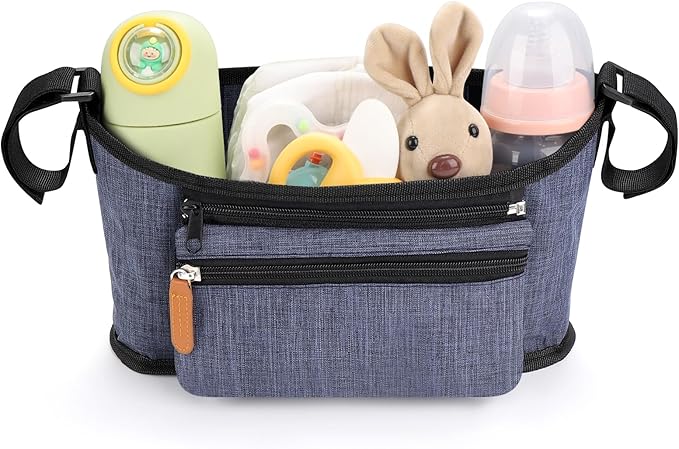 Accmor Universal Stroller Organizer with Detachable Phone Bag, Stroller Bag Caddy Organizer Stroller Accessories for Uppababy, Baby Jogger, Nuna, Doona, Britax Strollers-BubblyBeeBaby