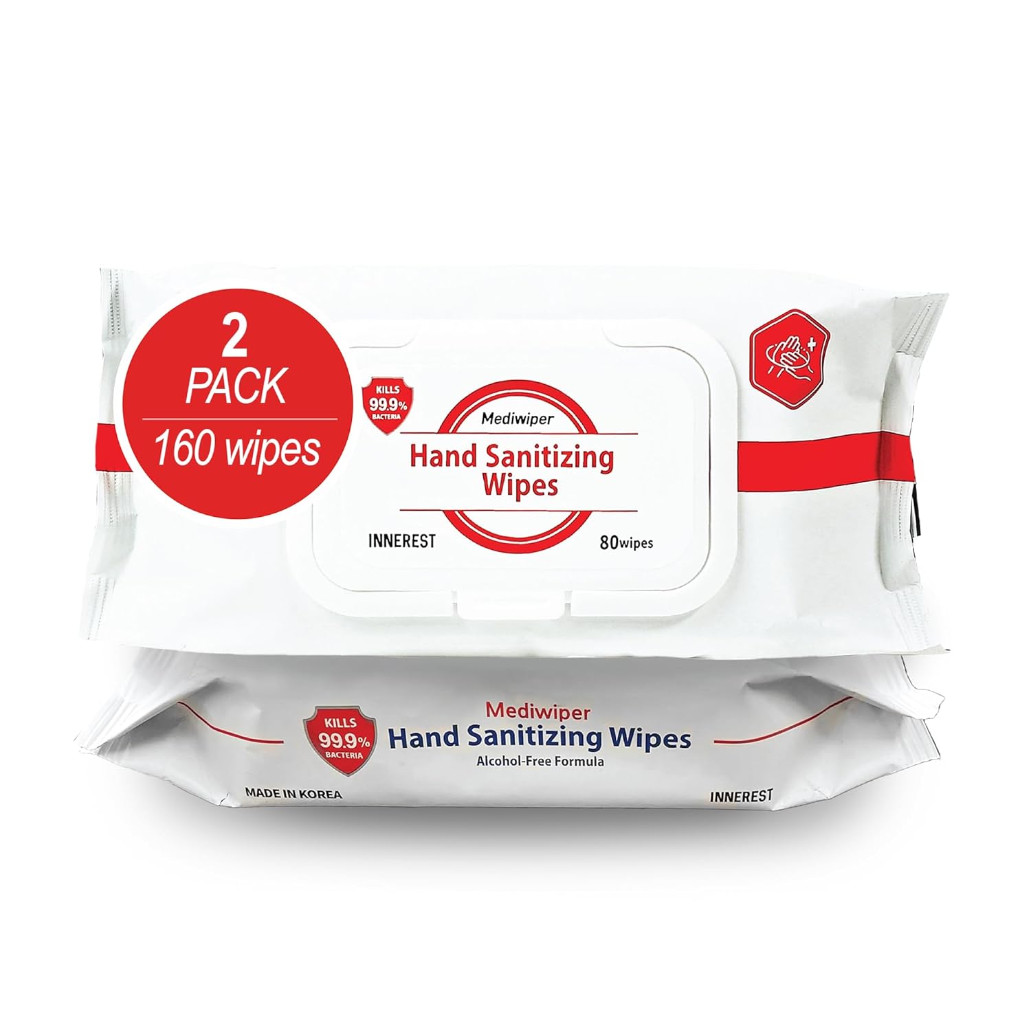 Mediwiper - 160 Wipes (80 * 2PK) Alcohol-Free Sanitizing Wipes Disinfecting Large Unscented Wet Wipes Bulk, Hand Sanitizer