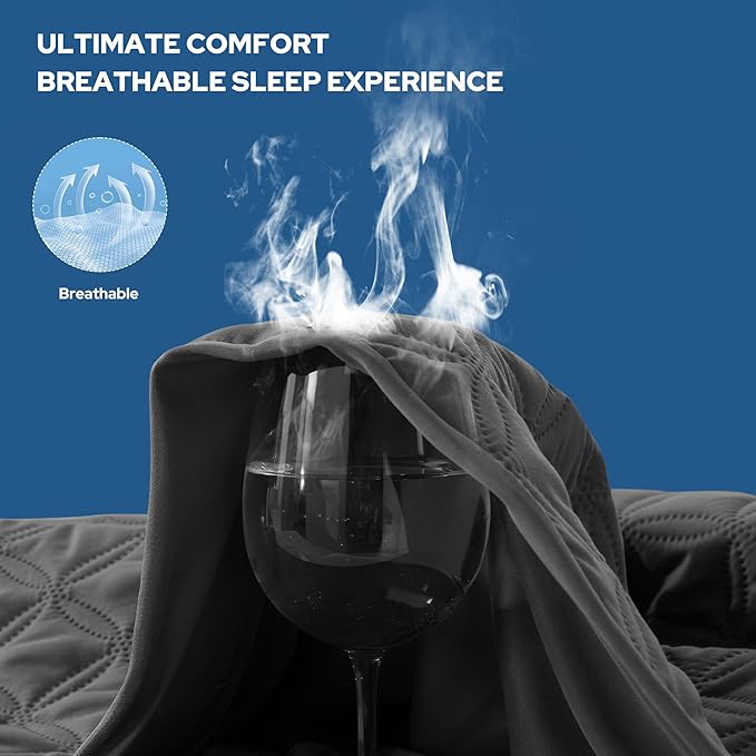 2 Pack Waterproof Mattress Protector, Twin XL Size Mattress Pad with Deep Pocket 6"-15" Depth, Soft Breathable Dirt-Proof Single Bed Mattress Cover for Bedroom, Dorm Room (Gray)-BubblyBeeBaby