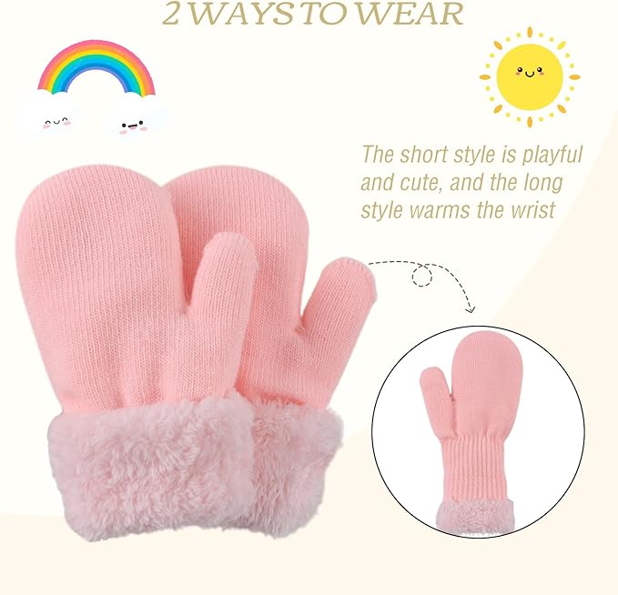 PESAAT Baby Girl Mittens Fleece Toddler Boy Mittens Warm Kids Winter Gloves Unisex Cold Weather Baby Gloves-BubblyBeeBaby