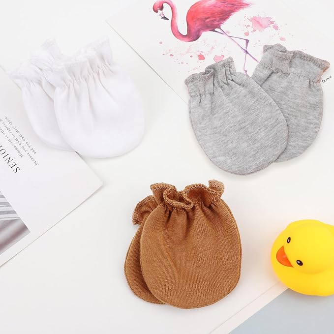 Newborn Baby Mittens No Scratch Cotton Elastic Wrist Gloves Infant Toddler Mittens for Baby Boy Girl 0-6 Months-BubblyBeeBaby