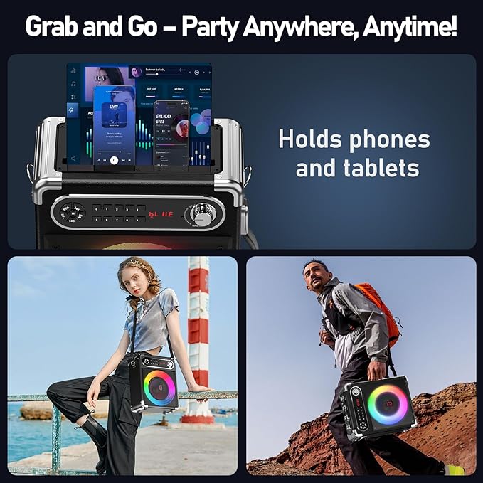 Karaoke Machine with 2 Wireless Microphones,【Upgraded 6.5"Woofer & 2"Tweeter】Portable Bluetooth 5.3 Karaoke Speaker, PA System with Bass/Treble/Echo Adjustment, Supports USB/AUX/TF/TWS for Home Party-BubblyBeeBaby